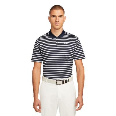 Nike Dri-Fit Victory Stripe Golf Polo Shirt - Obsidian/White