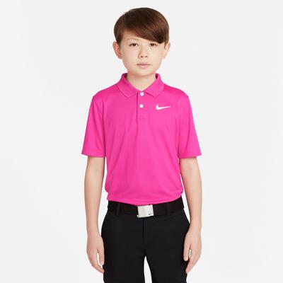 Nike Boys Dri-Fit Victory Solid Golf Polo Shirt - Pink/White