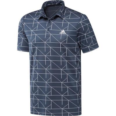 adidas Lines Jaquard Golf Polo Shirt - Navy