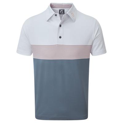FootJoy Colourblock Pique Shirt - White/Graphite/Quartz - thumbnail image 1