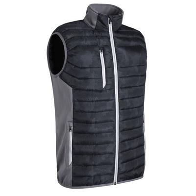 Sunderland Anton Padded Golf Gillet - Black Camo/Gunmetal/Silver