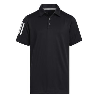 adidas Boys 3 Stripe Golf Polo Shirt - Black
