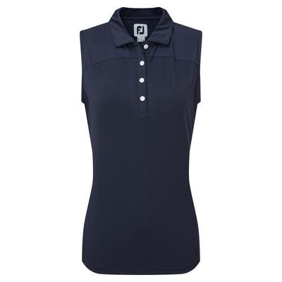 FootJoy Womens Mesh Back Sleeveless Lisle Golf Polo Shirt - Navy