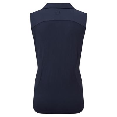 FootJoy Womens Mesh Back Sleeveless Lisle Golf Polo Shirt - Navy - thumbnail image 2