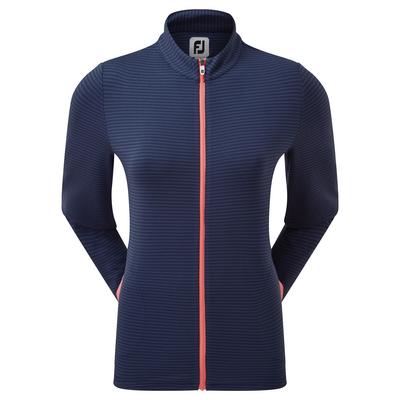 FootJoy Womens Full-Zip Lightweight Tonal Stripe Midlayer Sweater - thumbnail image 1