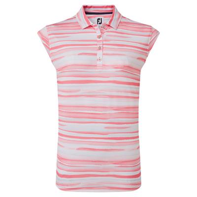 FootJoy Womens Cap Sleeve Watercolour Print Lisle Golf Polo Shirt - thumbnail image 1