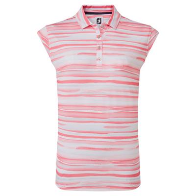 FootJoy Womens Cap Sleeve Watercolour Print Lisle Golf Polo Shirt