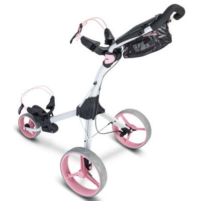 Big Max IQ+ 3 Wheel Golf Push Trolley - White/Pink - thumbnail image 2