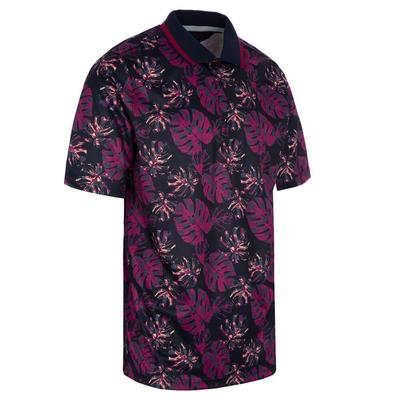 ProQuip Leaf Print Golf Polo Shirt - Navy/Pink
