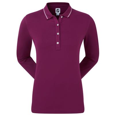 FootJoy Ladies Thermal Long Sleeve Golf Polo Shirt - Red
