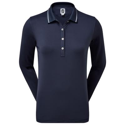 FootJoy Ladies Thermal Long Sleeve Golf Polo Shirt - Navy - thumbnail image 1