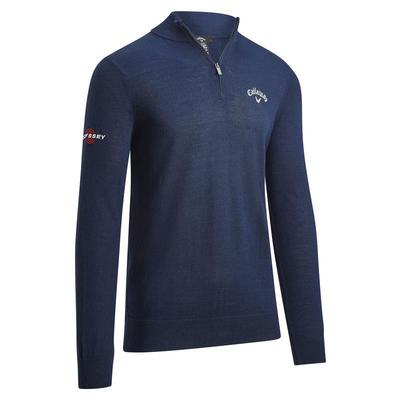 Callaway 1/4 Zip Merino Wool Tour Logo Golf Sweater - Navy