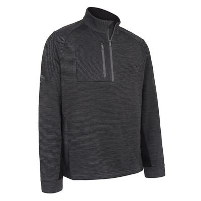 Callaway Heather Stripe Fleece Back Golf Sweater - Black - thumbnail image 1