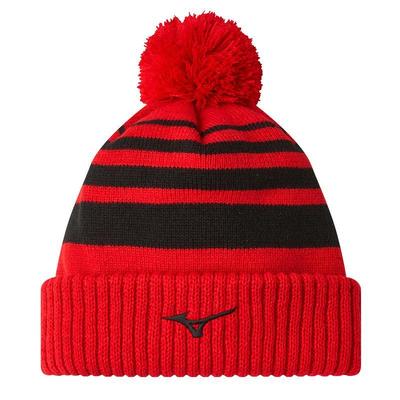 Mizuno Breathe Thermo Pom Pom Beanie Hat - Red