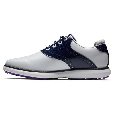 Footjoy Traditions Spikeless Women's Golf Shoe - White/Navy - thumbnail image 2