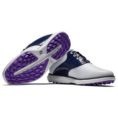 Footjoy Traditions Spikeless Women's Golf Shoe - White/Navy - thumbnail image 4