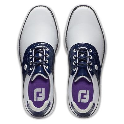 Footjoy Traditions Spikeless Women's Golf Shoe - White/Navy - thumbnail image 5