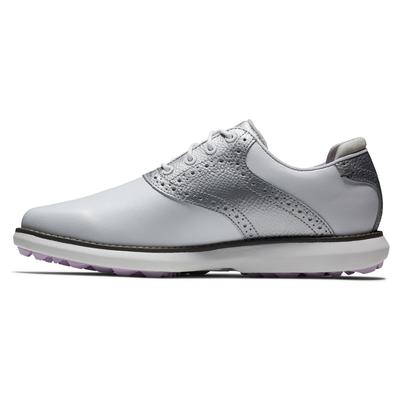 Footjoy Traditions Spikeless Women's Golf Shoe - White/Silver - thumbnail image 2