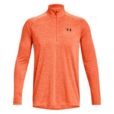 Under Armour Tech 2.0 Half Zip Long Sleeve Golf Top - Orange Burst