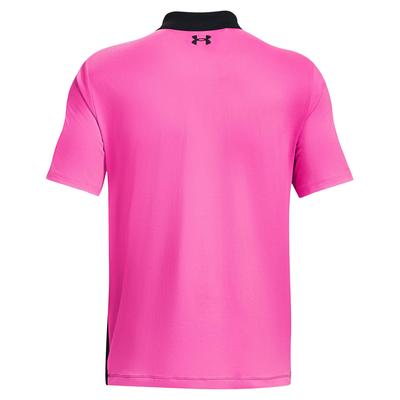 Under Armour Performance 3.0 Colourblock Golf Polo Shirt - Black/Pink - thumbnail image 2