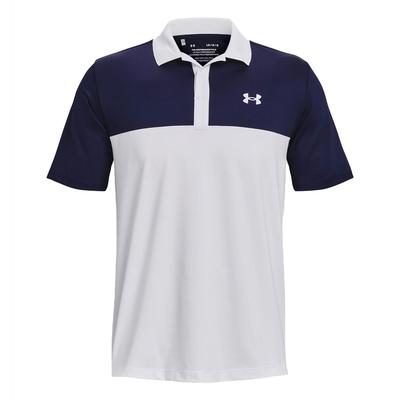 Under Armour Performance 3.0 Colourblock Golf Polo Shirt - White - thumbnail image 1