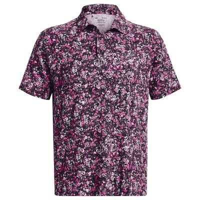 Under Armour Playoff 3.0 Printed Golf Polo Shirt - Black/Pink - thumbnail image 1
