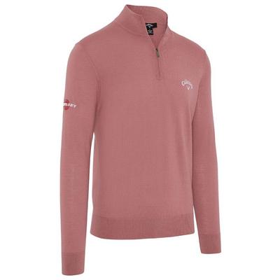 Callaway 1/4 Zip Merino Wool Tour Logo Golf Sweater - Mesa Rose - thumbnail image 1