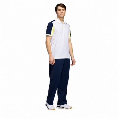 adidas BTC Twistknit Golf Polo Shirt - White/Frozen Lemon - thumbnail image 4