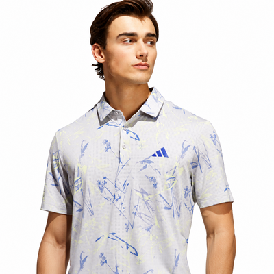 adidas Ultimate Mesh Print Golf Polo Shirt - Frozen Lemon - thumbnail image 5
