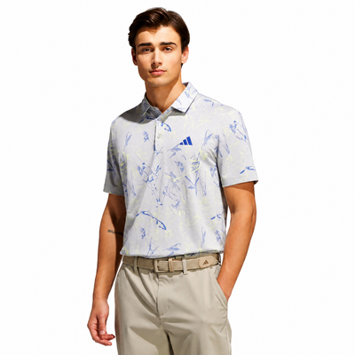 adidas Ultimate Mesh Print Golf Polo Shirt - Frozen Lemon - thumbnail image 2
