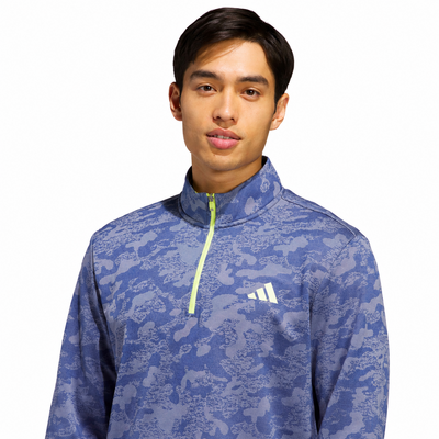 adidas Ultimate DWR 1/4 Zip Golf Sweater - Dual Indigo/Frozen Lemon - thumbnail image 5