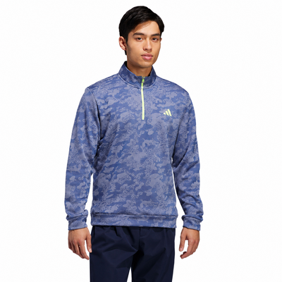 adidas Ultimate DWR 1/4 Zip Golf Sweater - Dual Indigo/Frozen Lemon - thumbnail image 2