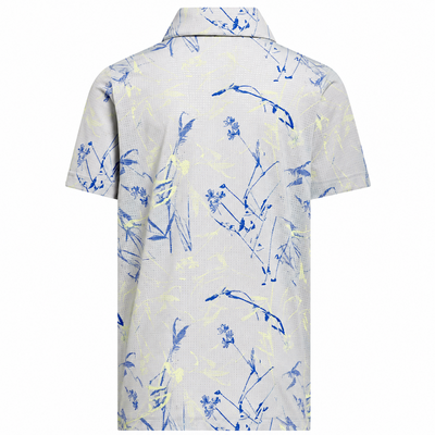 adidas CLIMACOOL Script Print Junior Golf Polo Shirt - Frozen Lemon - thumbnail image 2