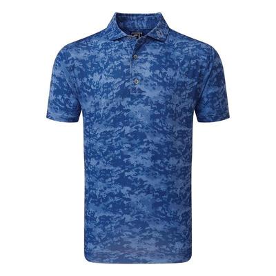 FootJoy Cloud Camo Lisle Golf Polo Shirt - Twilight Blue