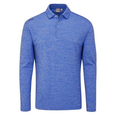 Ping Emmett Long Sleeve Golf Polo Shirt - Classic Blue - thumbnail image 1