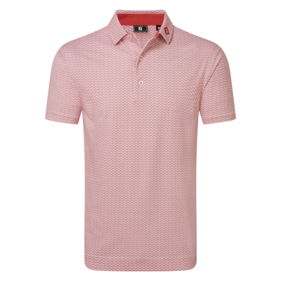 Footjoy Scallop Geo Print Pique Golf Polo Shirt - Nantucket Red