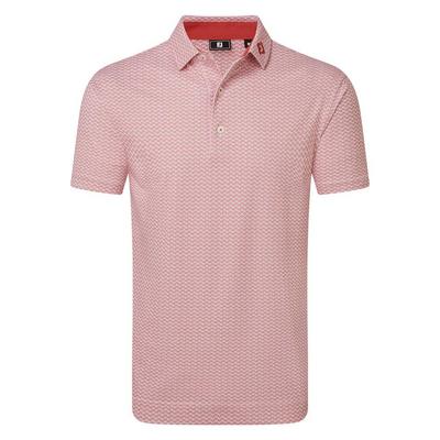 Footjoy Scallop Geo Print Pique Golf Polo Shirt - Nantucket Red