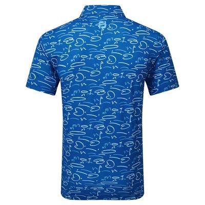 FootJoy Golf Course Doodle Pique Golf Polo - Deep Blue - thumbnail image 2