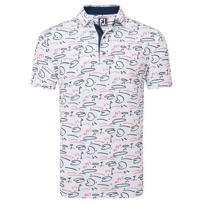 FootJoy Golf Course Doodle Pique Golf Polo - White