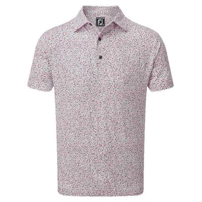 FootJoy Granite Print Lisle Golf Shirt - White/Red