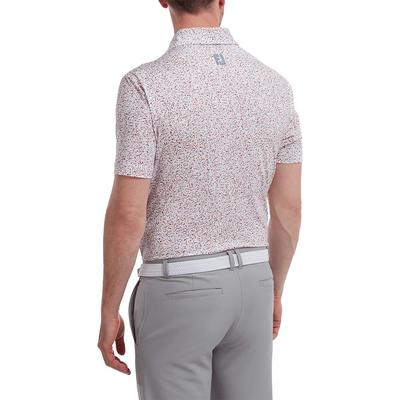 FootJoy Granite Print Lisle Golf Shirt - White/Red - thumbnail image 4