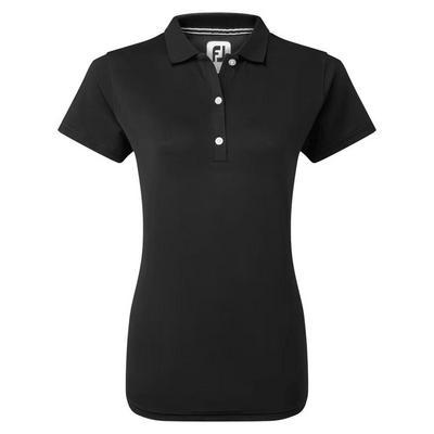 FootJoy Ladies Stretch Pique Solid Golf Polo Shirt - Black - thumbnail image 1