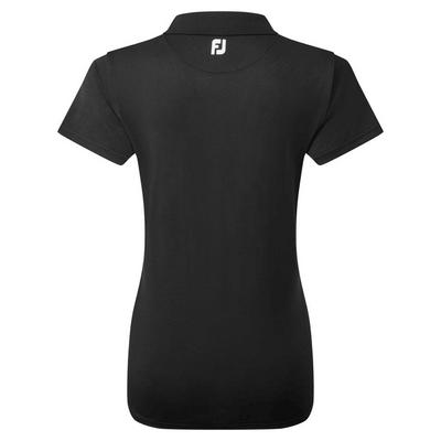 FootJoy Ladies Stretch Pique Solid Golf Polo Shirt - Black - thumbnail image 2