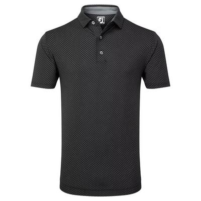 FootJoy Stretch Lisle Dot Print Golf Polo - Black - thumbnail image 1