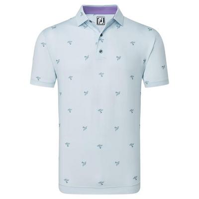 FootJoy Thistle Print Lisle Golf Polo - Mist