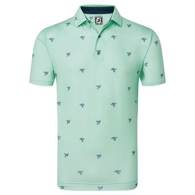 FootJoy Thistle Print Lisle Golf Polo - Sea Glass