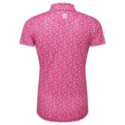 Ladies Floral Print Lisle Golf Polo Shirt - Hot Pink - thumbnail image 2