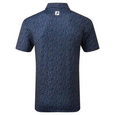 Footjoy Glass Print Lisle Golf Polo Shirt - Navy - thumbnail image 2