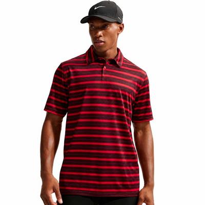 Nike Dri-Fit Velocity Stripe Golf Polo Shirt - Gym Red/Black