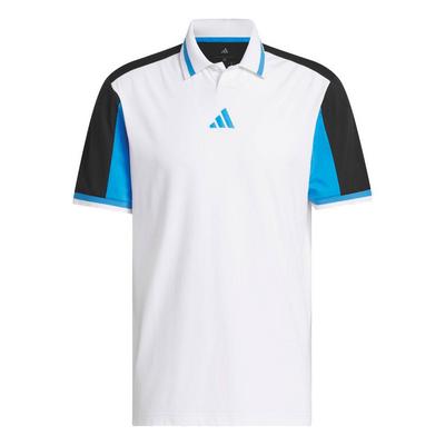 adidas Beyond the Course Vent Twistknit Golf Polo Shirt - White/Black/Blue